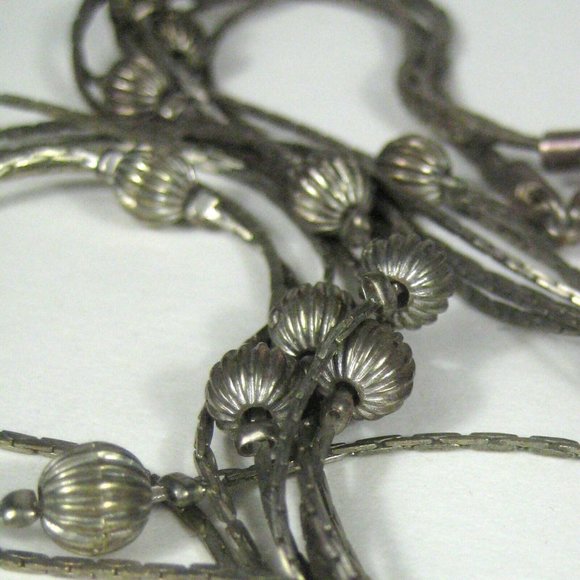 Necklace Multi Strand Station Beaded Jewelry 29 inch Silvertone Chain Women - Picture 1 of 6